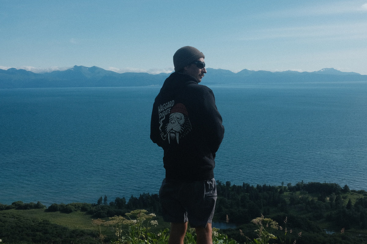 Old Smokey Premium Hoodie - Black — Alaska trip lifestyle photograph, view 1