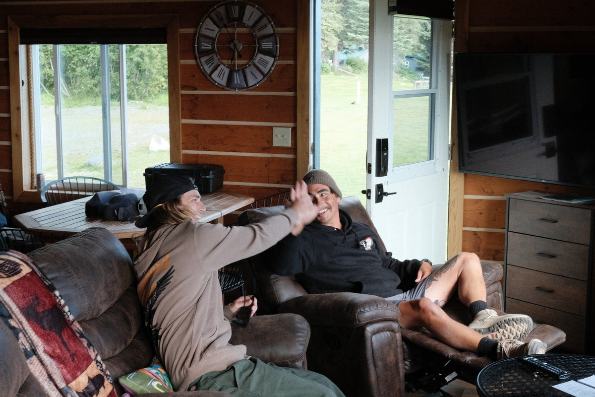 Old Smokey Premium Hoodie - Black — Alaska trip lifestyle photograph, view 2