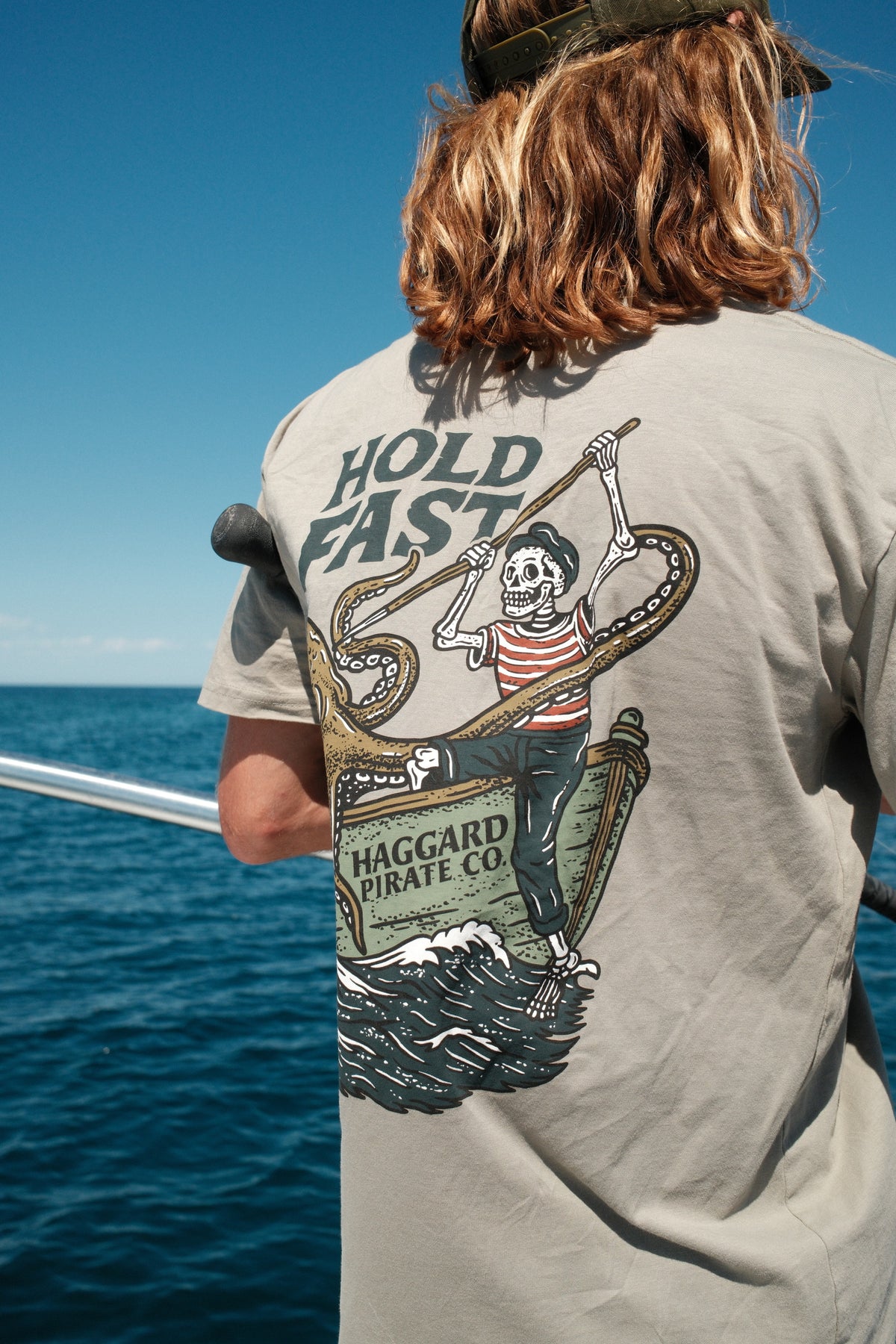 Sea Stories Tee - Eucalyptus — Baja trip lifestyle photograph, view 1