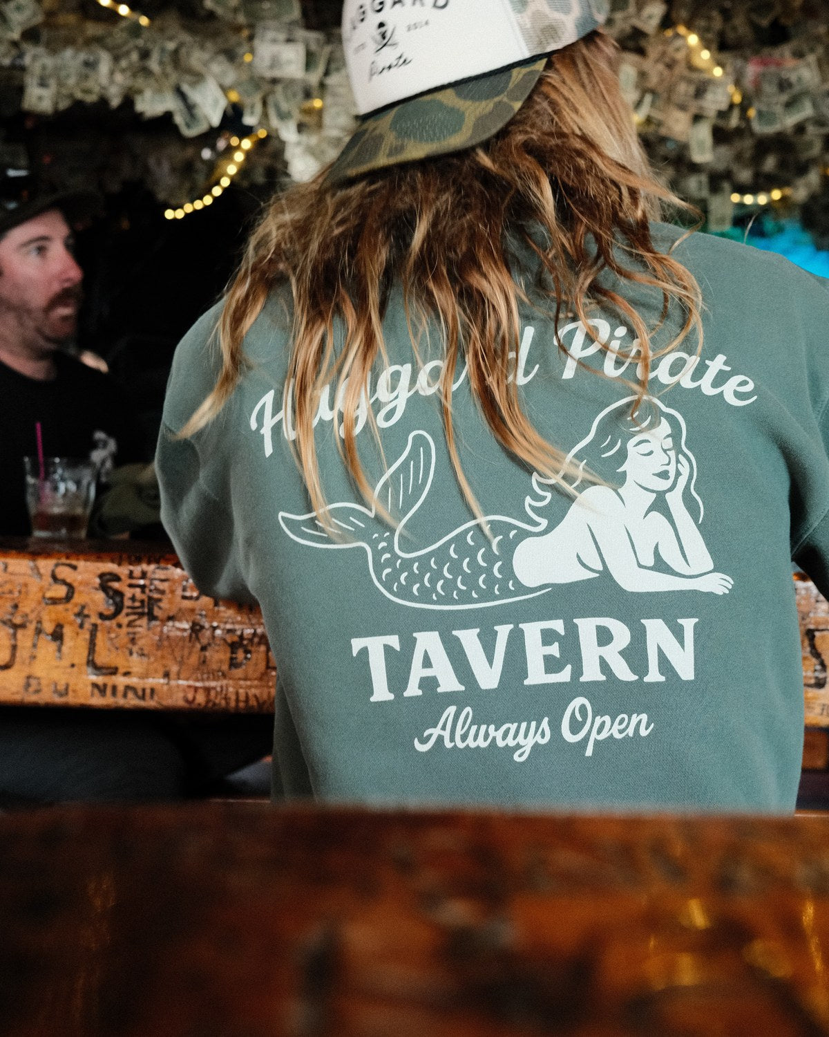 Tavern Crewneck - Pigment Alpine — Alaska trip lifestyle photograph, view 1