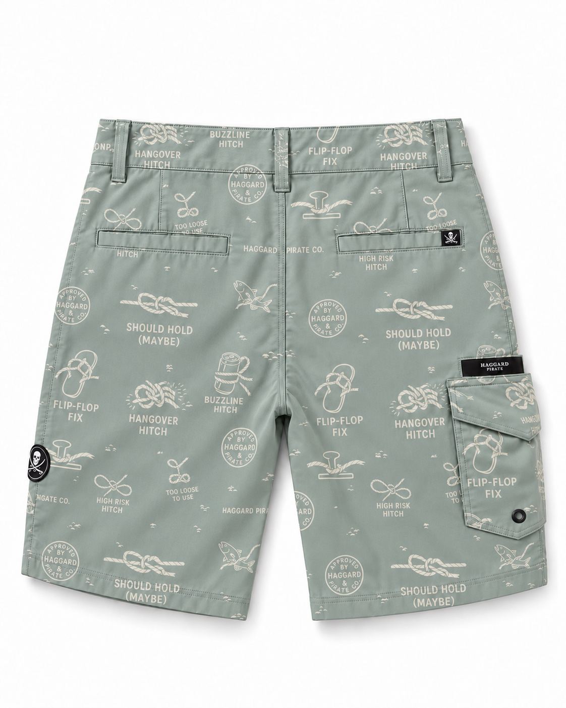 Whatknot Utility Short in Sage — back studio view
