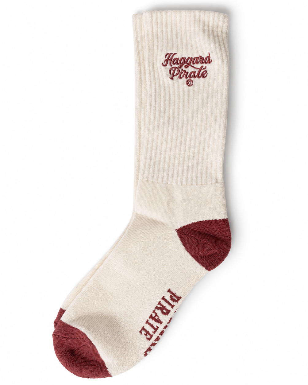 Everyday Script Crew Socks - Ecru — portrait product photo on white background