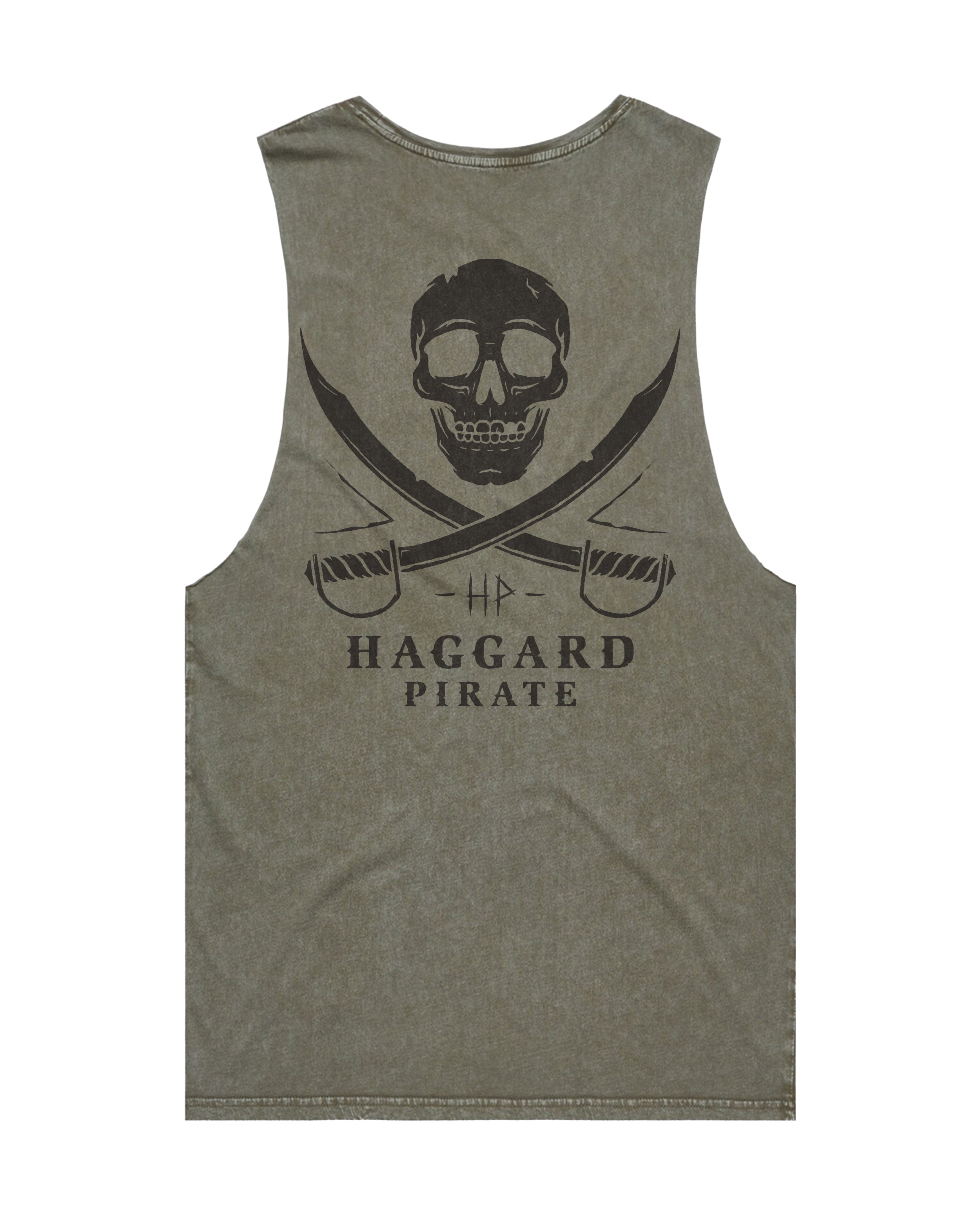 Skulled Cutoff Tee Moss Stone