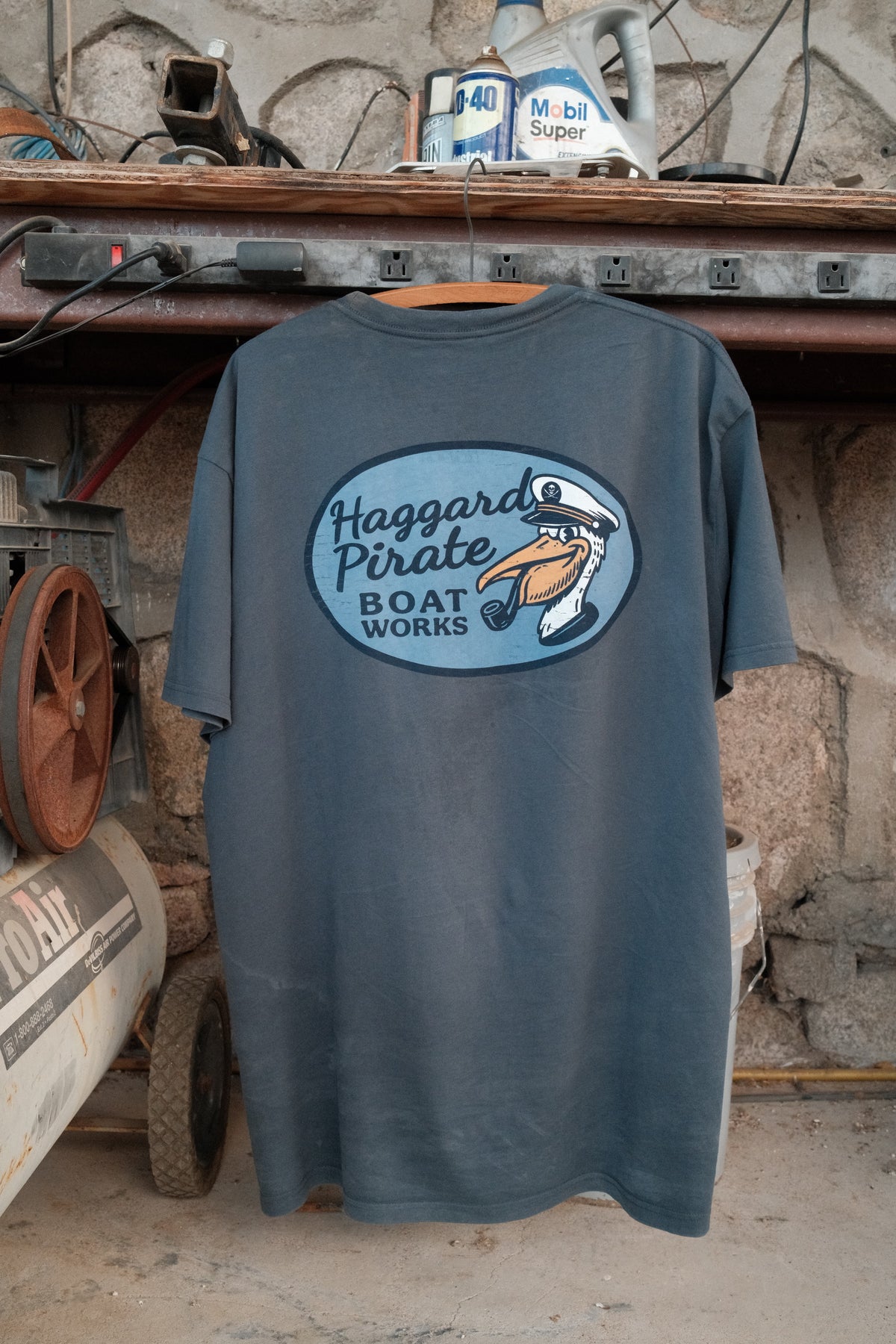 Boat Works Tee - Petrol — Baja trip lifestyle photograph, view 1