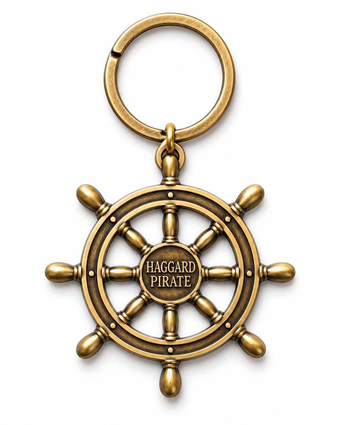 Haggard Pirate Helm Keychain on white background