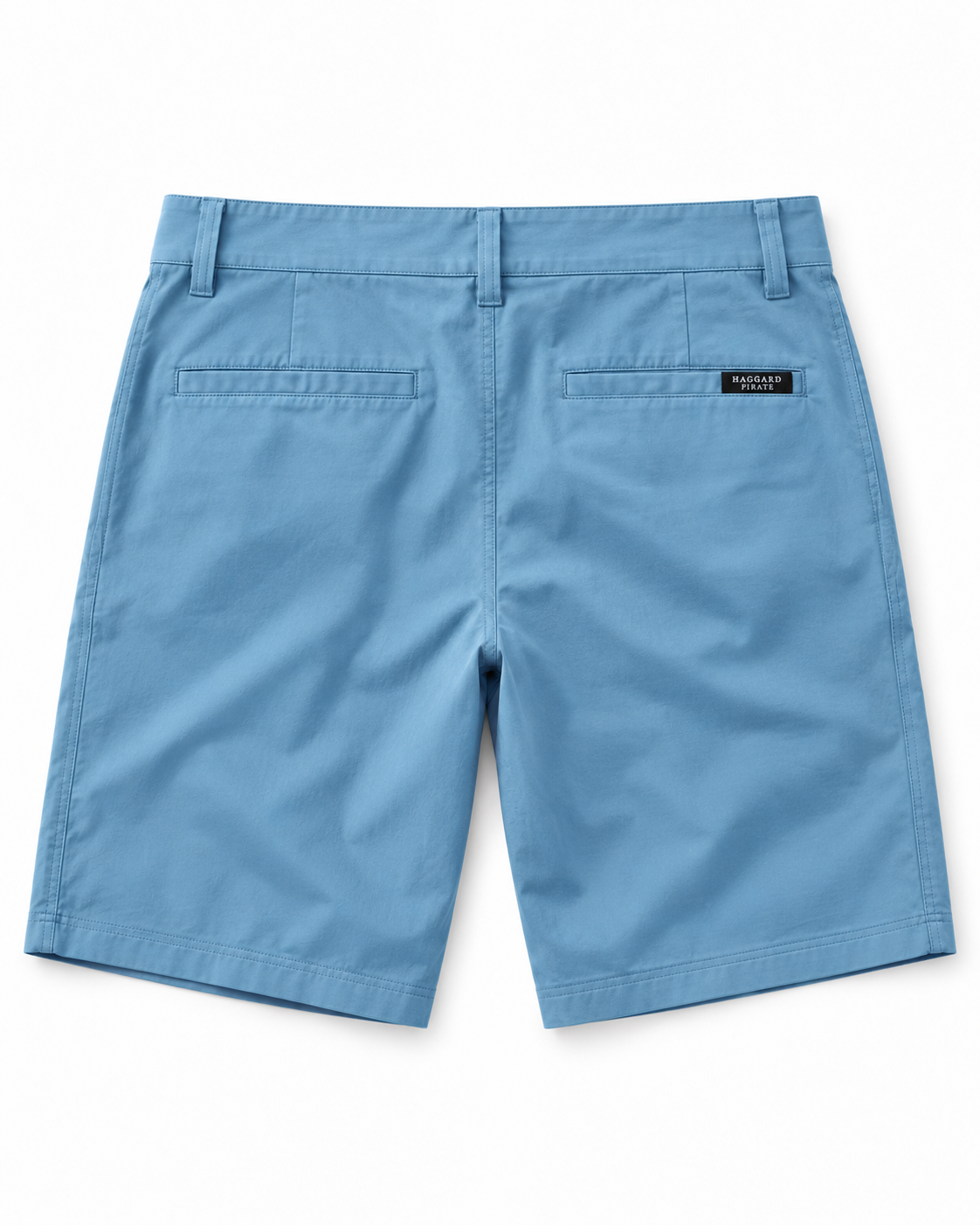 Horizon Hybrid Walkshort in overdyed light blue — back studio view