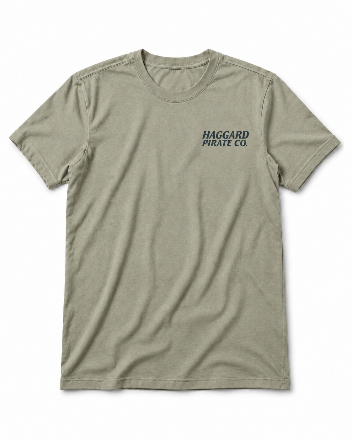Sea Stories Eucalyptus tee front with left chest wordmark