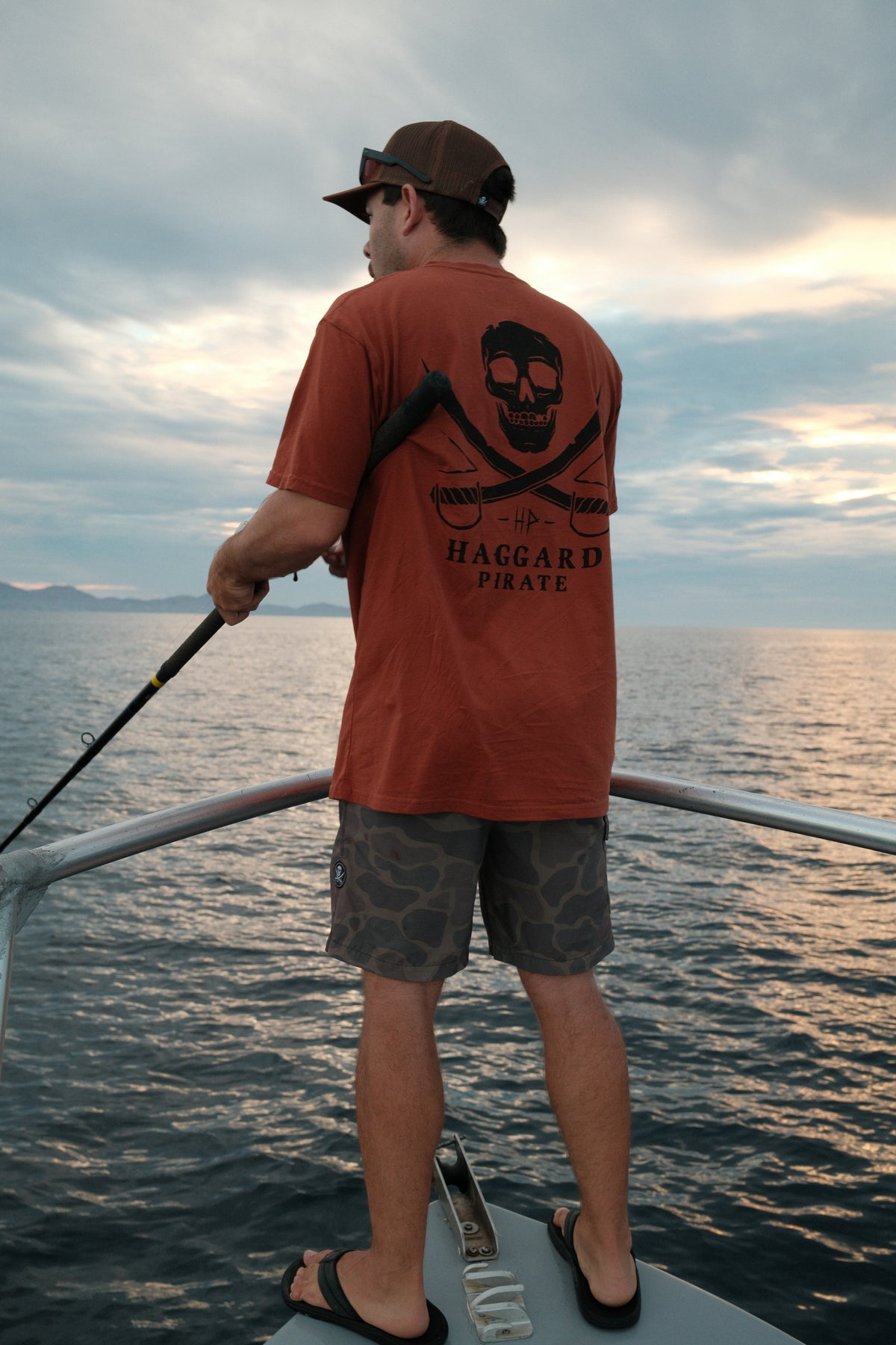 Skull & Swords Tee - Clay — Baja trip lifestyle photograph, view 1